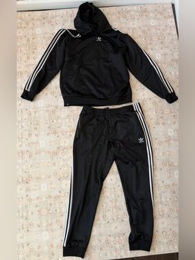 Adidas Hoodie & Track Joggers, Polyester & Cotton blend